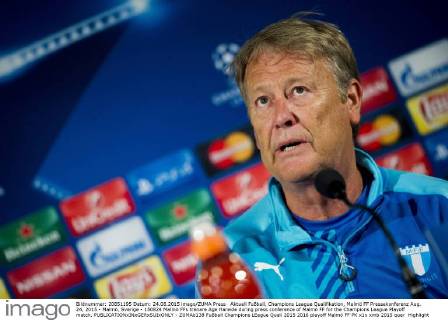 Aktuell Fußball, Champions League Qualifikation, Malmö FF Pressekonferenz Aug. 24, 2015 - Malmö, Sverige - 150824 Malmö FFs tränare Age Hareide during press conference of Malmö FF for the Champions League Playoff match.  - ZUMAb138
