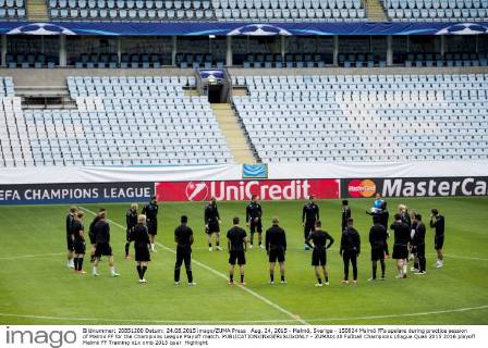 Aug. 24, 2015 - Malmö, Sverige - 150824 Malmö FFs spelare during practice session of Malmö FF for the Champions League Playoff match.  - ZUMAb138