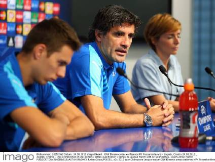 GNK Dinamo press conference PK Pressekonferenz - Zagreb, Croatia 24.08.2015., Zagreb, Croatia - Press conference of GNK Dinamo before qualification Champions League match with KF Skenderbeu. Coach Zoran Mamic  JuricaxGaloic PIXSELL