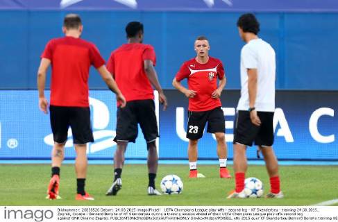 UEFA Champions League play-offs - second leg - KF Skenderbeu - training 24.08.2015., Zagreb, Croatia - Bernard Berisha of KF Skenderbeu during a training session ahead of their UEFA Champions League play-offs second leg against GNK Dinamo Zagreb.  SlavkoxMidzor PIXSELL