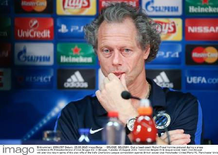 - BRUGGE, BELGIUM: Club s head coach Michel Preud homme pictured during a press conference PK Pressekonferenz of Club Brugge KV, in Brugge, Tuesday 25 August 2015. Tomorrow Belgian first league soccer team Club Brugge will play the return game of the play-offs of the Uefa Champions League competition against British soccer club Manchester United ManU FC. Manchester United won the first leg 3-1. BRUNOxFAHY  x04686846x
