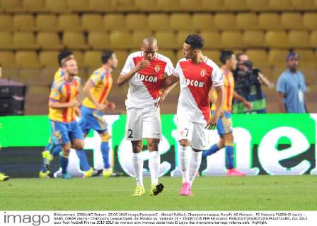 Aktuell Fußball, Champions League Playoff, AS Monaco - FC Valencia FABINHO (asm) - NABIL DIRAR (asm) - Champions League Quali, AS Monaco vs. Valencia CF - 25 08 2015 FEP Panoramic 