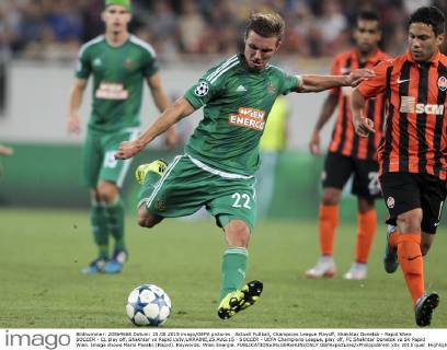Aktuell Fußball, Champions League Playoff, Shakhtar Donetsk - Rapid Wien SOCCER - CL play off, Shakhtar vs Rapid LVIV,UKRAINE,25.AUG.15 - SOCCER - UEFA Champions League, play off, FC Shakhtar Donetsk vs SK Rapid Wien. Image shows Mario Pavelic (Rapid). Keywords: Wien Energie. GEPAxpictures xPhilippxBrem