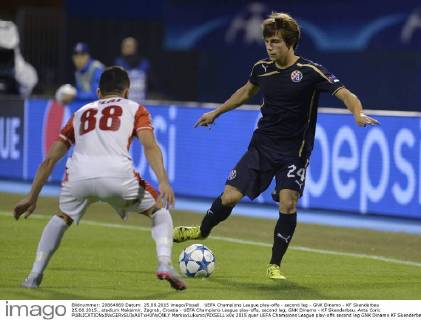 UEFA Champions League play-offs - second leg - GNK Dinamo - KF Skenderbeu 25.08.2015., stadium Maksimir, Zagreb, Croatia - UEFA Champions League play-offs, second leg, GNK Dinamo - KF Skenderbeu. Ante Coric MarkoxLukunic PIXSELL