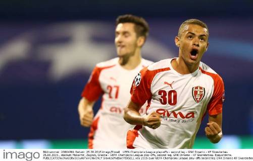 UEFA Champions League play-offs - second leg - GNK Dinamo - KF Skenderbeu 25.08.2015., stadium Maksimir, Zagreb, Croatia - UEFA Champions League play-offs, second leg, GNK Dinamo - KF Skenderbeu. Esquerdinha. SlavkoxMidzor PIXSELL