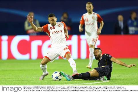 UEFA Champions League play-offs - second leg - GNK Dinamo - KF Skenderbeu 25.08.2015., stadium Maksimir, Zagreb, Croatia - UEFA Champions League play-offs, second leg, GNK Dinamo - KF Skenderbeu. Sabien Lilaj, Jeremy Taravel. SlavkoxMidzor PIXSELL
