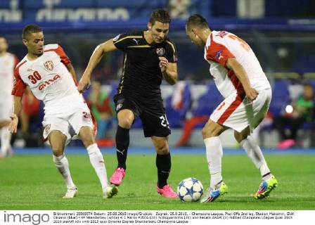 Zagreb, 25.8.2015. - Champions League, Play-Offs 2nd leg, Stadion Maksimir, GNK Dinamo (blue) - KF Skenderbeu (white) 4:1 Marko PJACA (20) ?s Esquerdinha (30) and Renato ARAPI (3)