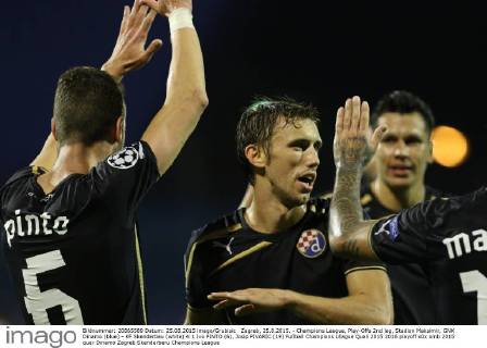 Zagreb, 25.8.2015. - Champions League, Play-Offs 2nd leg, Stadion Maksimir, GNK Dinamo (blue) - KF Skenderbeu (white) 4:1 Ivo PINTO (6), Josip PIVARIC (19)