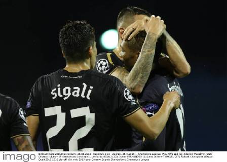 Zagreb, 25.8.2015. - Champions League, Play-Offs 2nd leg, Stadion Maksimir, GNK Dinamo (blue) - KF Skenderbeu (white) 4:1 Leonardo SIGALI (22), Junior FERNANDES (11) and Jeremy TARAVEL (87)