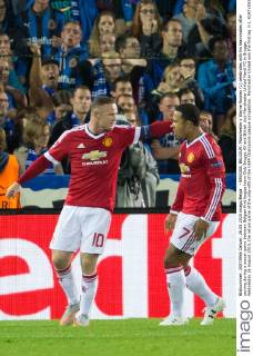 - BRUGGE, BELGIUM: Manchester s Wayne Rooney (L) celebrates with his teammates after scoring during a soccer game between Belgian first league team Club Brugge KV and British club Manchester United ManU FC in Brugge, Wednesday 26 August 2015, the return game of the play-offs of the UEFA Champions League competition. Manchester United won the first leg 3-1. KURTxDESPLENTER x04687524x