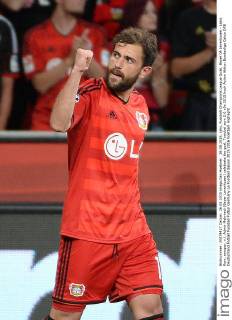 26.08.2015, xjhx, Fussball Champions League Quali, Bayer 04 Leverkusen - Lazio Rom, emspor, v.l. Admir Mehmedi (Bayer Leverkusen) celebrate the goal, Torjubel zum 2:0