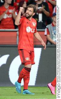 26.08.2015, xjhx, Fussball Champions League Quali, Bayer 04 Leverkusen - Lazio Rom, emspor, v.l. Admir Mehmedi (Bayer Leverkusen) celebrate the goal, Torjubel zum 2:0