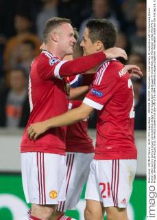 - BRUGGE, BELGIUM: Manchester s Ander Herrera (R) celebrates with his teammate Wayne Rooney after scoring during a soccer game between Belgian first league team Club Brugge KV and British club Manchester United ManU FC in Brugge, Wednesday 26 August 2015, the return game of the play-offs of the UEFA Champions League competition. Manchester United won the first leg 3-1. KURTxDESPLENTER  x04687659x