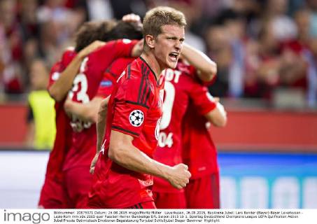 Leverkusen, 26.08.2015, BayArena Jubel: Lars Bender (Bayer) Bayer Leverkusen - Lazio Rom mm