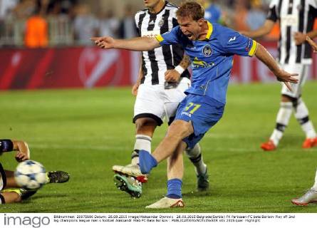 26.08.2015 Belgrade(Serbia) FK Partizsan-FC bate Borisov Play off 2nd leg champions league men s football Aleksandr Hleb FC Bate Borisov : 