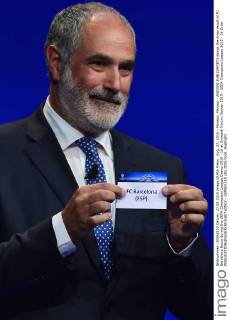 Aug. 27, 2015 - Monaco, Monaco - ANDONI ZUBIZARRETA shows the draw result of FC Barcelona Barca during the UEFA Champions League Draws 2015 - 16 at Grimaldi Forum. Soccer 2015 - UEFA Champions League 2015 - 16 Draw - ZUMAm119