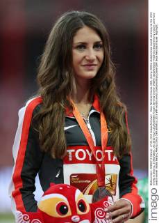 Gesa Felicitas Krause, GER, during 3000m steeplechase award ceremony at the 2015 worlds in Beijing; 27 08 2015;