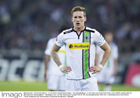 Mönchengladbach, 11.09.2015, Borussia Park Andre Hahn (BMG) enttäuscht VfL Borussia Mönchengladbach - Hamburger SV mm