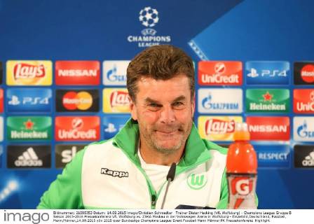 Trainer Dieter Hecking (VfL Wolfsburg) - Champions League Gruppe B Saison 2015-2016 Pressekonferenz VfL Wolfsburg vs. ZSKA Moskau in der Volkswagen Arena in Wolfsburg - Einzelbild,Deutschland, Fussball, Mann,Männer,14.09.2015