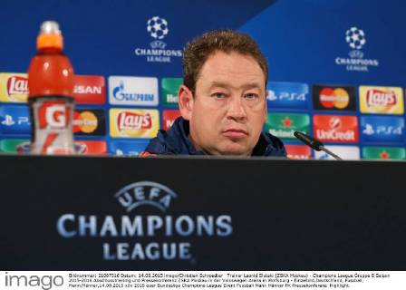 Trainer Leonid Slutski (ZSKA Moskau) - Champions League Gruppe B Saison 2015-2016 Abschlusstraining und Pressekonferenz ZSKA Moskau in der Volkswagen Arena in Wolfsburg - Einzelbild,Deutschland, Fussball, Mann,Männer,14.09.2015