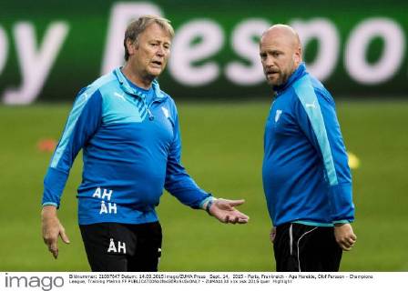 Sept. 14, 2015 - Paris, Frankreich - Age Hareide, Olof Persson - Champions League, Training Malmö FF  - ZUMAb138