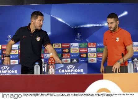 Koke and Diego Simeone attend press conference PK Pressekonferenz before the Champions League match against Galatasaray. xBEATRIZxGUZMANx 