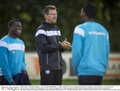 - GENT, BELGIUM: Gent s assistant coach Rudi Cossey pictured during a training of KAA Gent, in Gent, Tuesday 15 September 2015. Tomorrow Belgian first league soccer team KAA Gent will play the first game in the group stage of the Uefa Champions League competition against French Olympique Lyon. JASPERxJACOBS  x04700134x