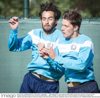 - GENT, BELGIUM: Gent s Rafinha Rafael Scapini de Almeida and Gent s Hannes Van der Bruggen pictured in action during a training of KAA Gent, in Gent, Tuesday 15 September 2015. Tomorrow Belgian first league soccer team KAA Gent will play the first game in the group stage of the Uefa Champions League competition against French Olympique Lyon. JASPERxJACOBS x04700160x