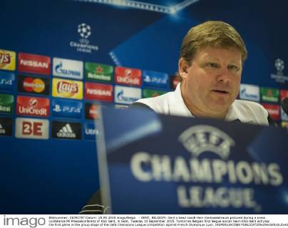 - GENT, BELGIUM: Gent s head coach Hein Vanhaezebrouck pictured during a press conference PK Pressekonferenz of KAA Gent, in Gent, Tuesday 15 September 2015. Tomorrow Belgian first league soccer team KAA Gent will play the first game in the group stage of the Uefa Champions League competition against French Olympique Lyon. JASPERxJACOBS  x04700216x
