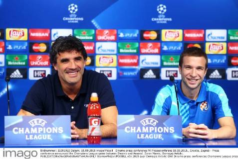 Dinamo press conference PK Pressekonferenz 15.09.2015., Croatia, Zagreb - Press conference announced the Champions League game between Dinamo and Arsenal. Zoran Mamic, Domagoj Antolic.  SlavkoxMidzor PIXSELL