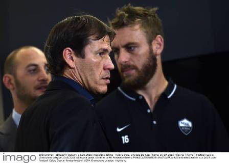 Rudi Garcia, DAniele De Rossi Roma 15-09-2015 Trigoria ( Roma ) Football Calcio Champions League 2015 2016 AS Roma press conference PK Pressekonferenz andreaxstaccioli