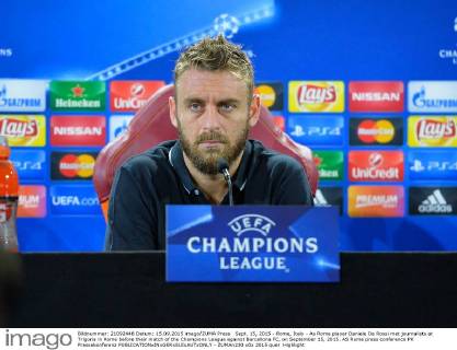 Sept. 15, 2015 - Rome, Italy - As Rome player Daniele De Rossi met journalists at Trigoria in Rome before their match of the Champions League against Barcellona FC, on September 15, 2015. AS Rome press conference PK Pressekonferenz  - ZUMAn230
