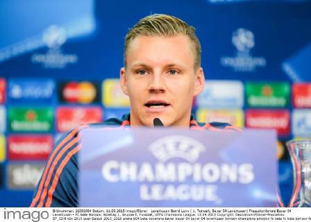 Leverkusen Bernd Leno ( 1, Torwart, Bayer 04 Leverkusen) Pressekonferenz Bayer 04 Leverkusen - FC Bate Borisov, Spieltag 1, Gruppe E, Fussball, UEFA Champions League, 15.09.2015 Copyright: Deutzmann Eibner-Pressefoto EP_CDN