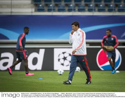 - GENT, BELGIUM: Lyon s head coach Hubert Fournier pictured during a training of Olympique Lyon, in Ghelamco Arena stadium in Gent, Tuesday 15 September 2015. Tomorrow French Olympique Lyon will play the first game in the group stage of the Uefa Champions League competition against Belgian first league soccer team KAA Gent. JASPERxJACOBS  x04700490x