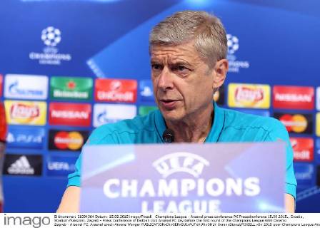 Champions League - Arsenal press conference PK Pressekonferenz 15.09.2015., Croatia, Stadium Maksimir, Zagreb - Press Conference of football club Arsenal FC day before the first round of the Champions League GNK Dinamo Zagreb - Arsenal FC. Arsenal coach Arsene Wenger  GoranxStanzl PIXSELL