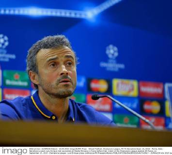 Aktuell Fußball, Champions League, PK FC Barcelona Sept. 15, 2015 - Rome, Italy - Barcelona s coach Luis Enrique met journalists at Stadio Olimpico in Rome before their match of the Champions League against AS Roma, on September 15, 2015. Champions League: Luis Enrique press conference PK Pressekonferenz  - ZUMAn230