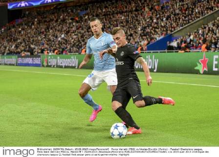 Marco Verratti (PSG) vs Nicolas Djurdjic (Malmo) - Fussball Champions League, Paris Saint Germain PSG vs. Malmö FF - 15 09 2015 JBAutissier Panoramic 