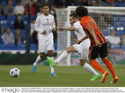 Soccer match between Real Madrid and Shakhtar Donetsk of the 2015 2016 Champions League, held at the Santiago Bernabeu stadium, in Madrid 09 15 2015. Carvajal 