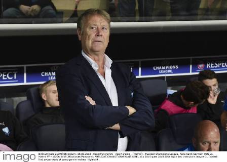 Age Hareide - (Malmo) - Fussball Champions League, Paris Saint Germain PSG vs. Malmö FF - 15 09 2015 JBAutissier Panoramic 