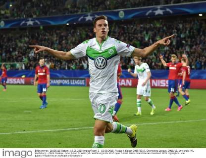 15.09.2015, Fussball, Saison 2015 2016, Champions League, 2015 16, Vorrunde, VfL Wolfsburg - ZSKA Moskau, Jubel Julian Draxler (VfL Wolfsburg)
