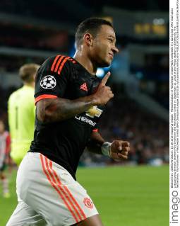 Memphis Depay of Manchester United ManU celebrates 0-1 during the UEFA Champions League group B match between PSV Eindhoven and Manchester United on September 15, 2015 at the Philips stadium in Eindhoven, The Netherlands. PSV Eindhoven v Manchester United UEFA Champions League 2015 2016 xVIxLaurensxLindhoutxIVx 4330326