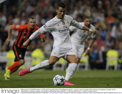 Soccer match between Real Madrid and Shakhtar Donetsk of the 2015 2016 Champions League, held at the Santiago Bernabeu stadium, in Madrid 09 15 2015. Cristiano Ronaldo score 