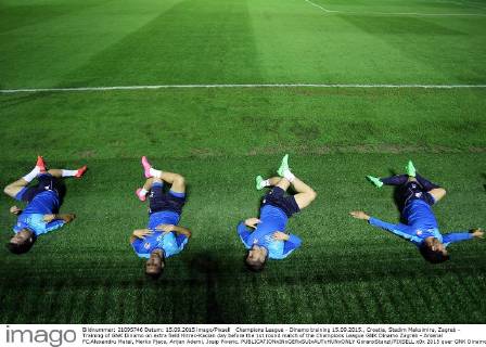 Champions League - Dinamo training 15.09.2015., Croatia, Stadim Maksimiru, Zagreb - Training of GNK Dinamo on extra field Hitrec-Kacian day before the 1st round match of the Champions League GNK Dinamo Zagreb - Arsenal FC.Alexandru Matel, Marko Pjaca, Arijan Ademi, Josip Pivaric.  GoranxStanzl PIXSELL