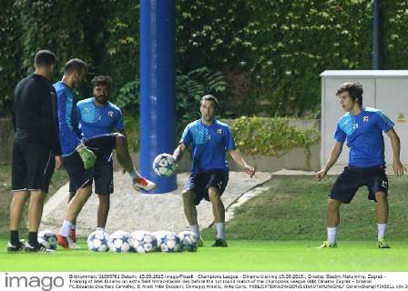 Champions League - Dinamo training 15.09.2015., Croatia, Stadim Maksimiru, Zagreb - Training of GNK Dinamo on extra field Hitrec-Kacian day before the 1st round match of the Champions League GNK Dinamo Zagreb - Arsenal FC.Eduardo Dos Reis Carvalho, El Arabi Hilal Soudani, Domagoj Antolic, Ante Coric.  GoranxStanzl PIXSELL
