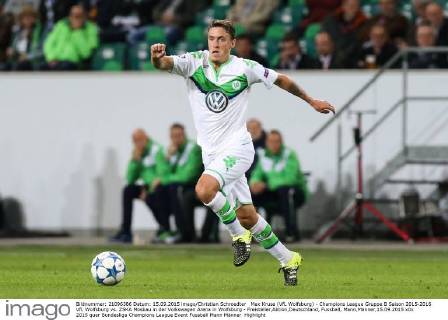 Max Kruse (VfL Wolfsburg) - Champions League Gruppe B Saison 2015-2016 VfL Wolfsburg vs. ZSKA Moskau in der Volkswagen Arena in Wolfsburg - Freisteller,Aktion,Deutschland, Fussball, Mann,Männer,15.09.2015