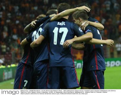 UEFA Champions League Group C football match between Galatasaray and Atletico Madrid at Turkk Telekom Arena in Istanbul, Turkey, 15 September 2015 Final Score: Galatasaray 0 - Atletico Madrid 2 Pictured: Atletico Madrid players celebrates for Antoine Griezmann second goal. 
