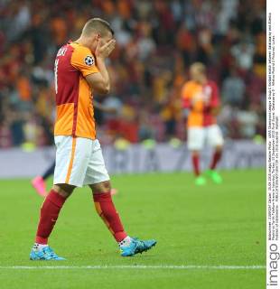 UEFA Champions League Group C football match between Galatasaray and Atletico Madrid at Turkk Telekom Arena in Istanbul, Turkey, 15 September 2015 Final Score: Galatasaray 0 - Atletico Madrid 2 Pictured: Lukas Podolski of Galatasaray . 