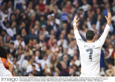 Sept. 15, 2015 - Madrid, Spain - Cristiano Ronaldo (forward, Real Madrid F.C.) in action during the UEFA Champions League match between Real Madrid and FC Shakhtar Donetsk at Santiago Bernabeu on September 15, 2015 in Madrid Real Madrid vs FC Shakhtar Donetsk. UEFA Champions League. - ZUMAg15_