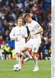 Sept. 15, 2015 - Madrid, Spain - Luka Modric (midfielder, Real Madrid F.C.), Toni Kroos (midfielder in action during the UEFA Champions League match between Real Madrid and FC Shakhtar Donetsk at Santiago Bernabeu on September 15, 2015 in Madrid Real Madrid vs FC Shakhtar Donetsk. UEFA Champions League.  - ZUMAg15_