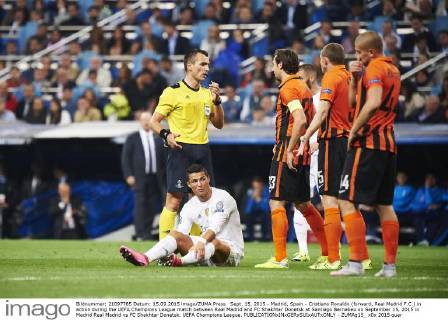 Sept. 15, 2015 - Madrid, Spain - Cristiano Ronaldo (forward, Real Madrid F.C.) in action during the UEFA Champions League match between Real Madrid and FC Shakhtar Donetsk at Santiago Bernabeu on September 15, 2015 in Madrid Real Madrid vs FC Shakhtar Donetsk. UEFA Champions League. - ZUMAg15_